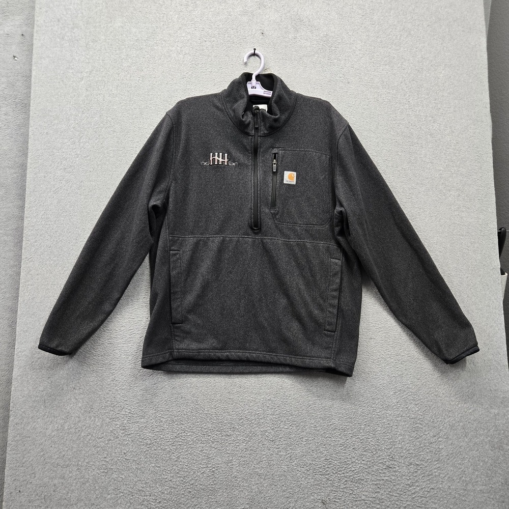 Carhartt Men Jacket L REGULAR Gray Embroidered Fleece Dalton Half Zip